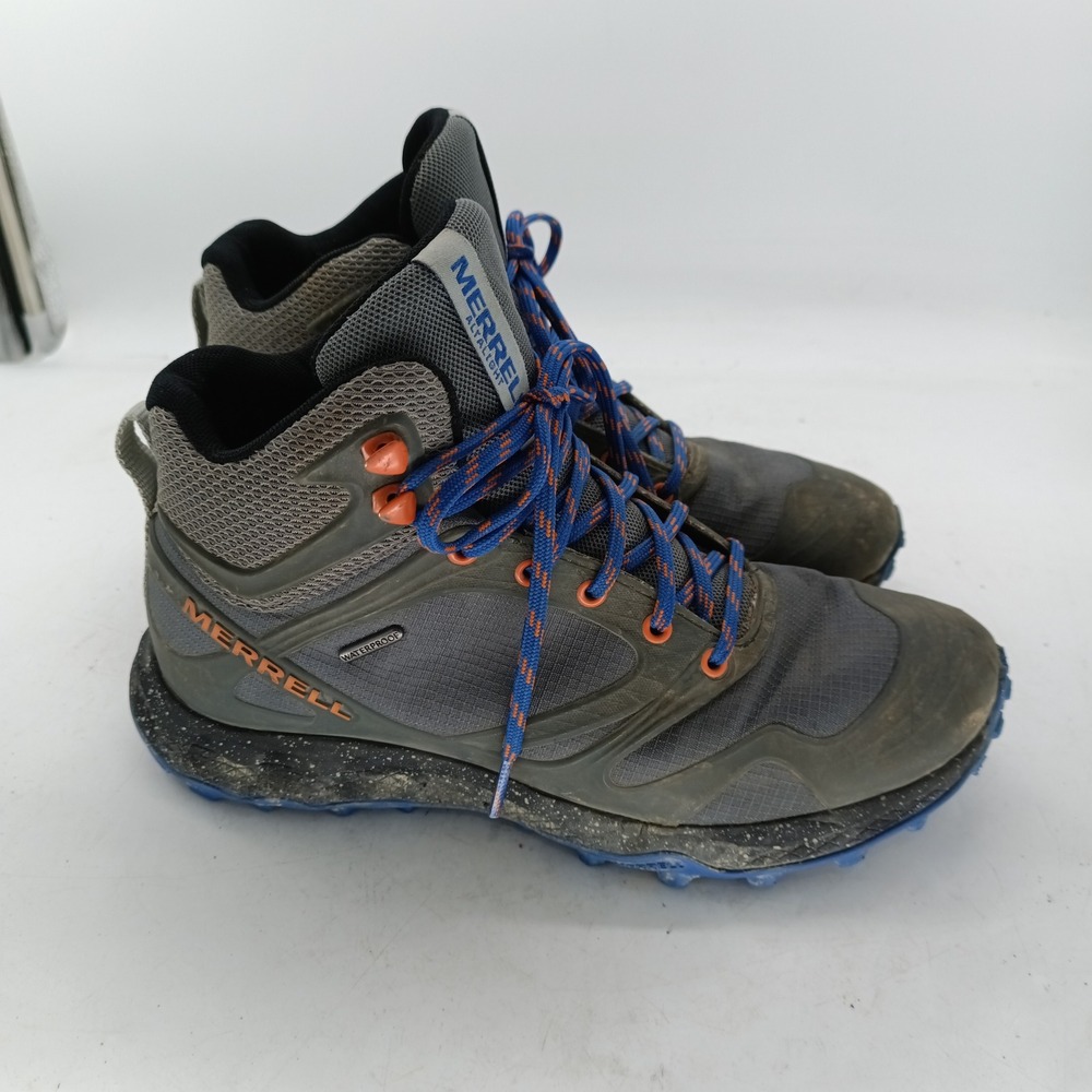 Merrell Men's Gray Hiking Boots with Blue and Orange Accents